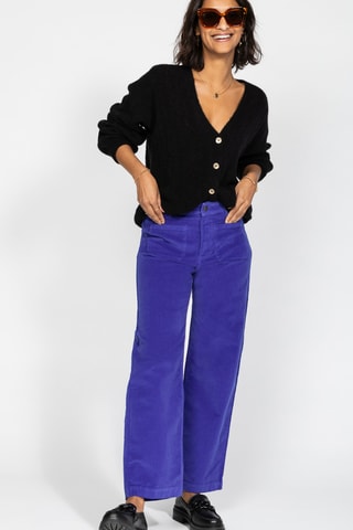 Calças direitas de cintura alta - Azul-eléctrico