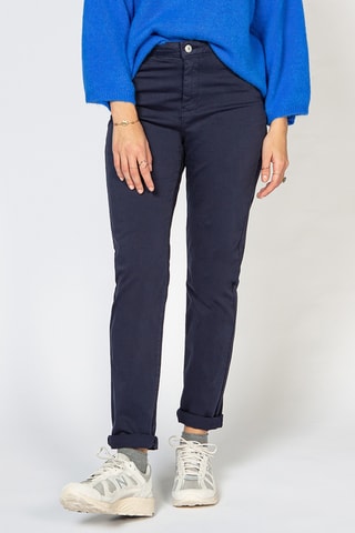 Calças direitas de cintura alta - Azul-marinho
