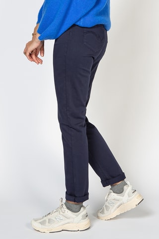 Calças direitas de cintura alta - Azul-marinho