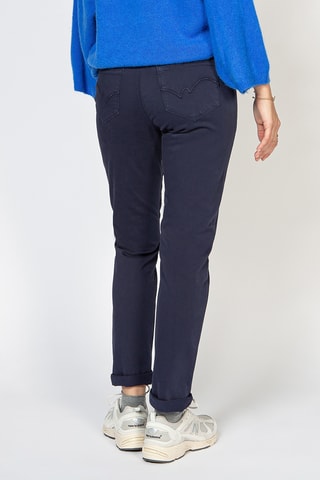 Calças direitas de cintura alta - Azul-marinho