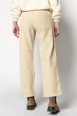 Calças em veludo de cintura alta - Bege