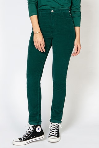 Calças slim de cintura alta - Verde