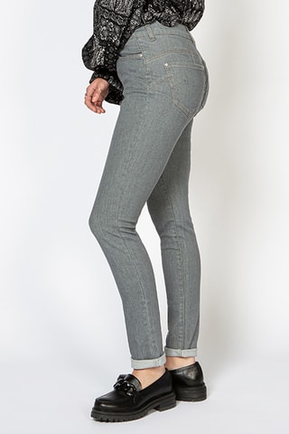 Calças de ganga skinny cintura alta - Cinzento