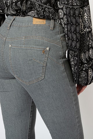 Calças de ganga skinny cintura alta - Cinzento