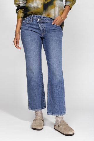 Calças de ganga 7/8 cintura baixa - Azul