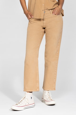 Calças de ganga direitas 7/8 - Bege