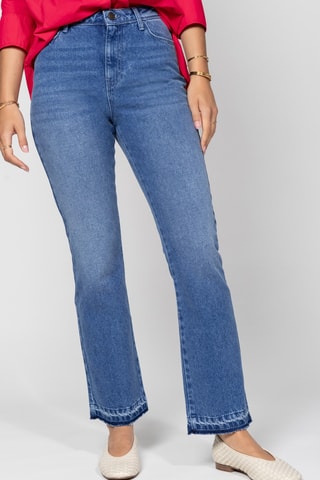 Calças de ganga de cintura alta - Azul