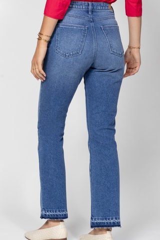 Calças de ganga de cintura alta - Azul