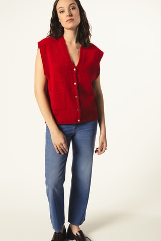 Calças de ganga direitas 7/8 cintura alta - Azul