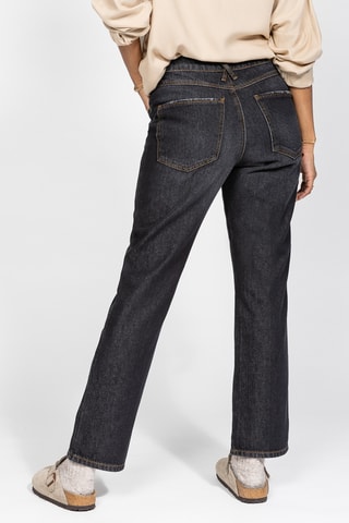 Calças de ganga direitas de cintura baixa - Preto