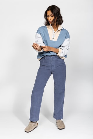 Calças direitas de cintura alta - Azul