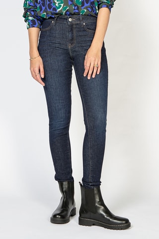 Calças de ganga skinny cintura alta - Azul-escuro