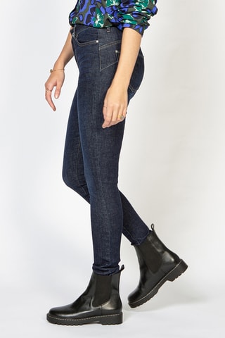 Calças de ganga skinny cintura alta - Azul-escuro