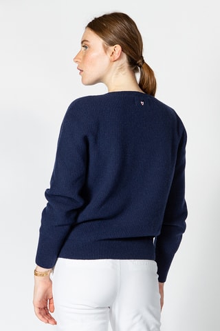 Camisola em lã merino e caxemira - Azul-marinho