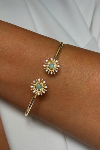 Pulsera - Plata chapada en oro amarillo, circones y amazonita