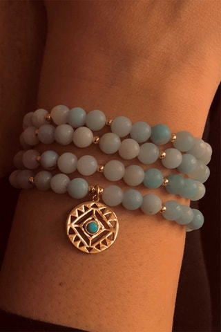 Pulsera - Plata bañada en oro amarillo y amazonita