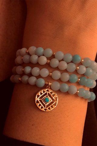 Pulsera - Plata bañada en oro amarillo y amazonita