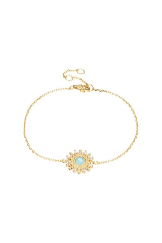 Pulsera - Plata chapada en oro amarillo, circones y amazonita