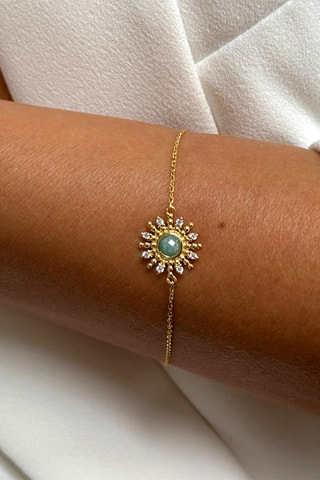 Pulsera - Plata chapada en oro amarillo, circones y amazonita