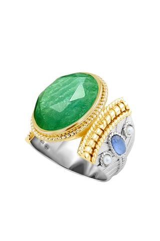 Anillo Atlas - Plata, ónice y perlas cultivadas de agua dulce