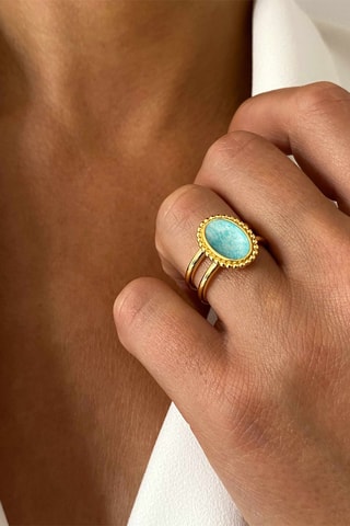 Anillo 
Plata y amazonita