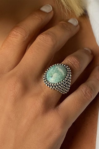 Anillo - Plata y amazonita