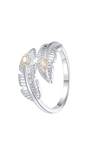 Anillo - Plata, plata chapada en oro amarillo y circones