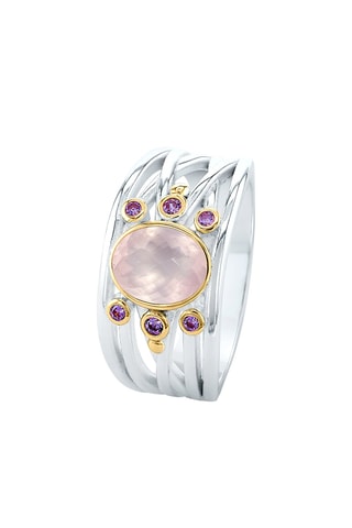 Anillo - Plata y cuarzo rosa