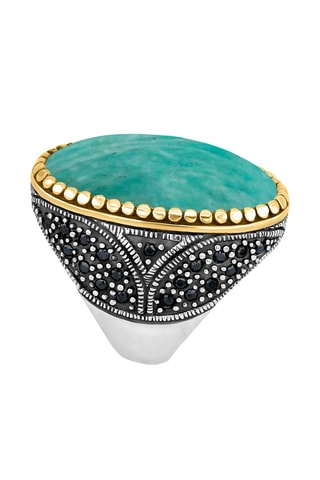 Anillo - Plata, plata chapada en oro amarillo y amazonita