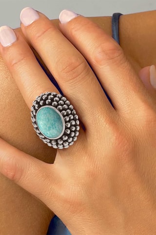 Anillo - Plata y amazonita