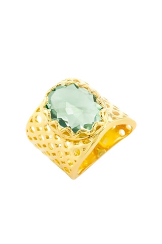 Anillo - Plata chapada en oro amarillo y amatista