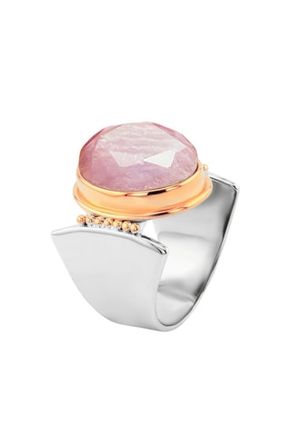 Anillo Tulum - Plata y cuarzo rosa