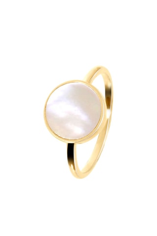 Anillo - Plata, chapada en oro amarillo y nácar