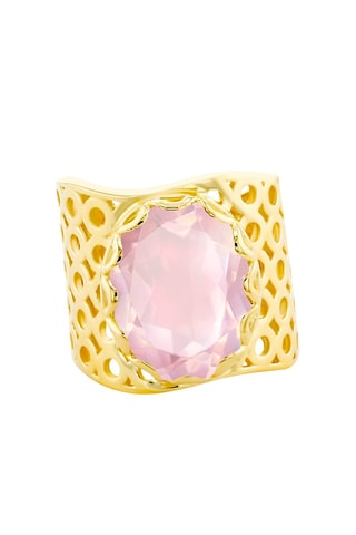 Anillo Plata chapada en oro amarillo y cuarzo