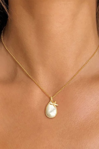 Collar Plata chapada en oro amarillo y nácar