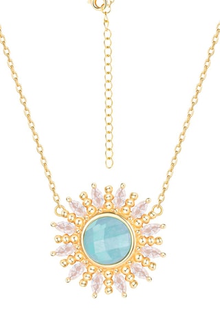 Collar - Plata chapada en oro amarillo y amazonita 