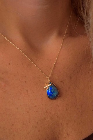 Collar - Plata bañada en oro amarillo y lapislázuli