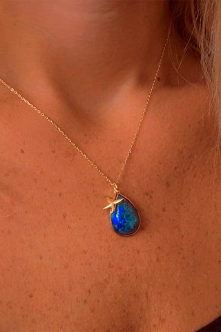 Collar - Plata bañada en oro amarillo y lapislázuli