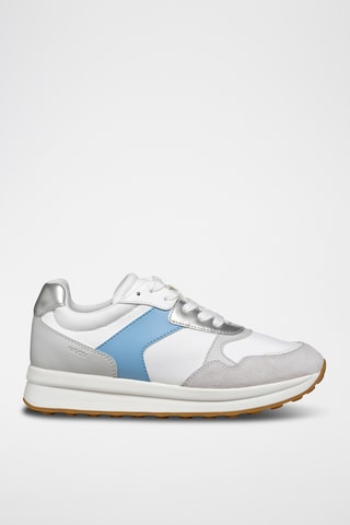 Nubuck Sneakers - Wit en Hemelsblauw
