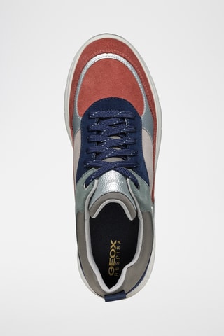 Platform Kalfsnubuck Sneakers Spherica Oudroze en Marineblauw