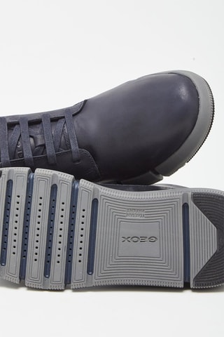 Hoge Leren Sneakers Adacter Marineblauw