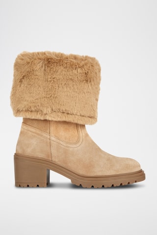 Gevoerde Nubuck Enkellaarzen Damiana - Beige