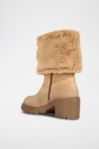 Gevoerde Nubuck Enkellaarzen Damiana - Beige