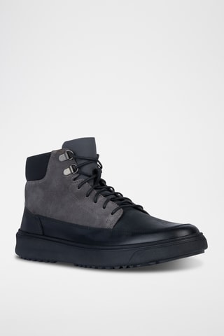 Hoge Leren Sneakers Cervino - Zwart en Donkergrijs