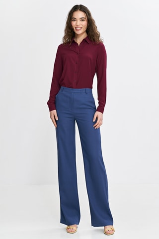 Pantalon bootcut en lin - Bleu cobalt