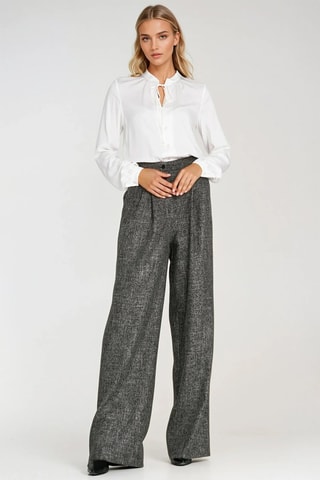 Pantalon wide legs taille haute - Noir chiné