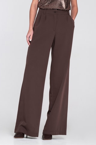 Pantalon wide legs taille haute - Marron