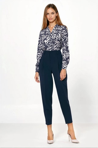 Pantalon carotte taille haute - Bleu marine