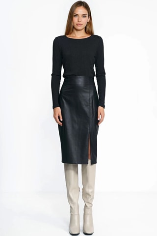 Jupe fourreau taille haute - Noir