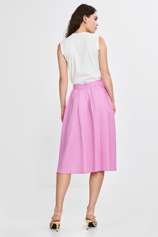 Jupe midi en lin - Rose